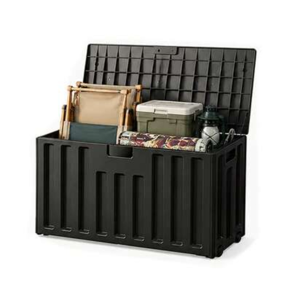 Sports Equipment Organizer - Buitenopslagcontainer met grote capaciteit, hars, zwart